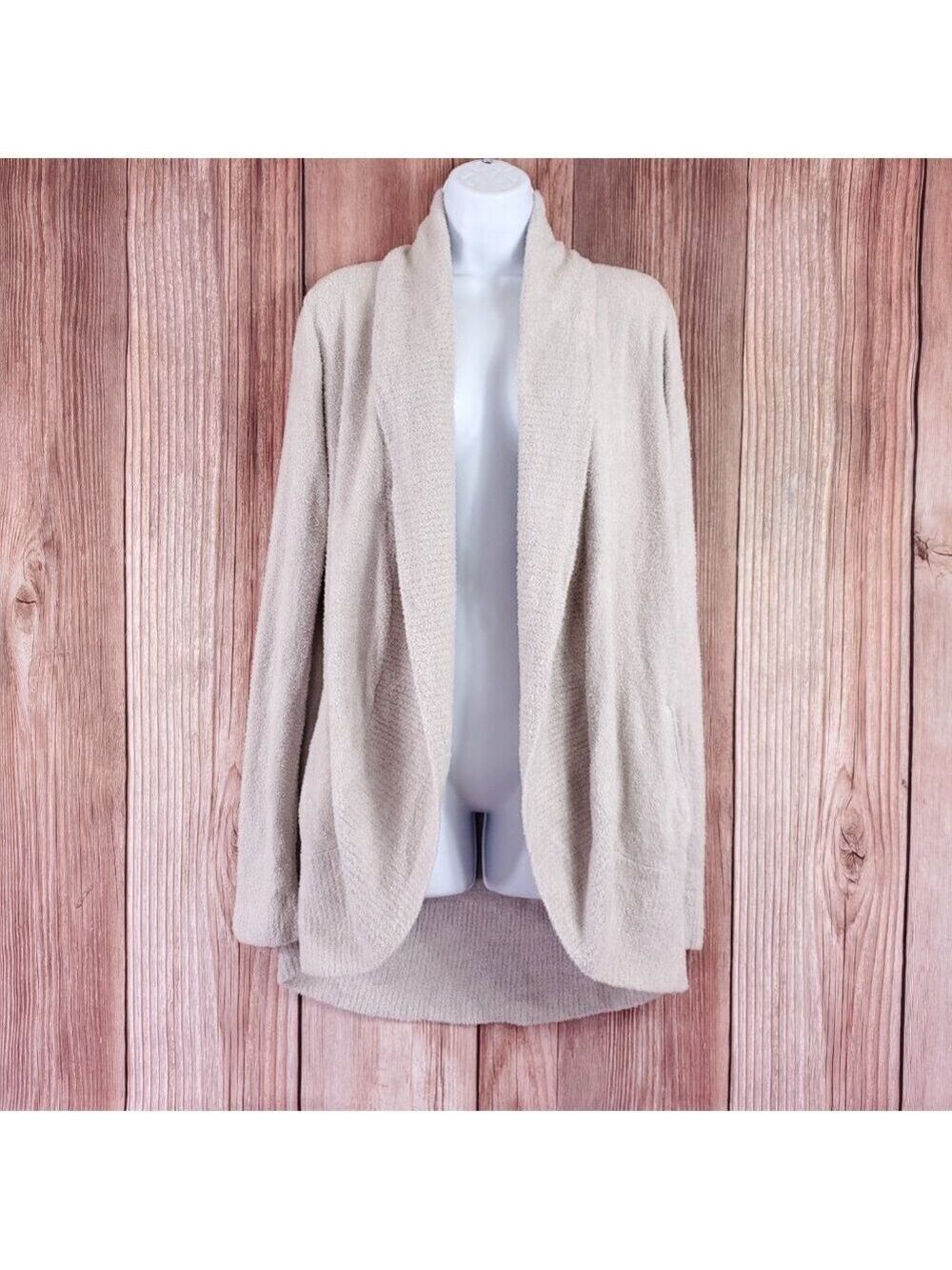 Barefoot Dreams Womens Medium CozyChic Lite Circle Cardi Cardigan Taupe 423